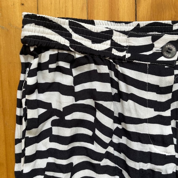 Armani Jeans Black White Zebra Print Wide Leg Pants Women's Size 38 - Picture 2 of 7